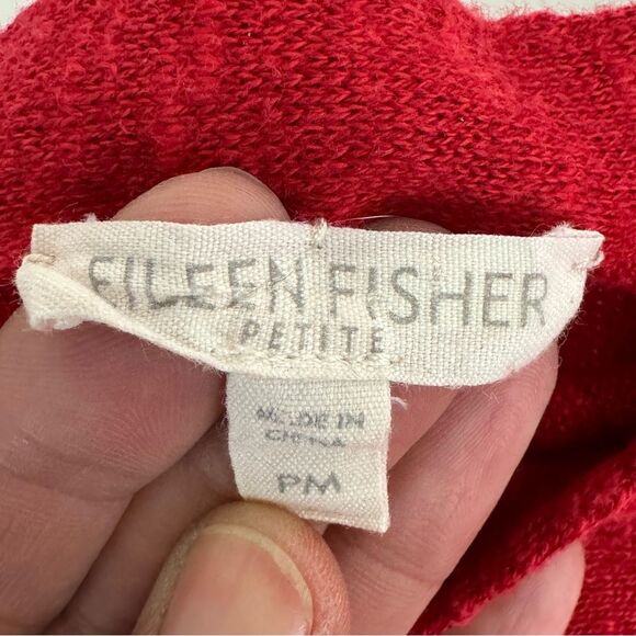 Eileen Fisher Red Linen Cotton Short Sleeve Sweater PM - Picture 3 of 7